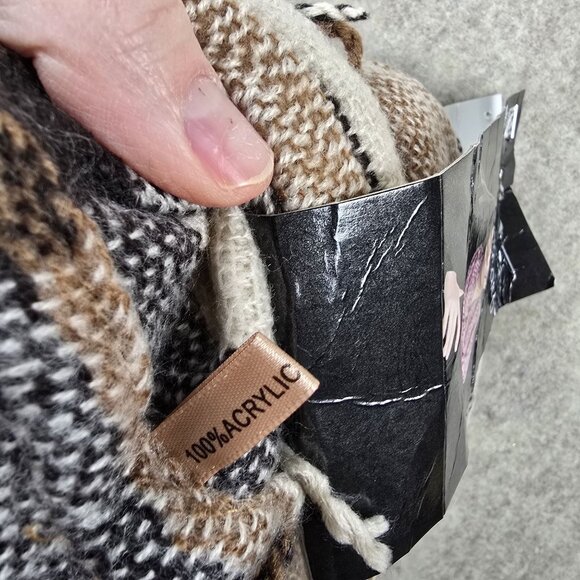 Nicole Infinity Scarf Plaid Pattern Beige & Brown 100% Acrylic Soft & Cozy - Picture 5 of 5